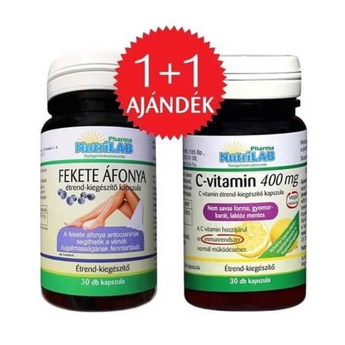 NutriLAB Fekete Áfonya kapszula 30db + AJÁNDÉK NUTRILAB C-VITAMIN 400 mg KAPSZULA (30 db)