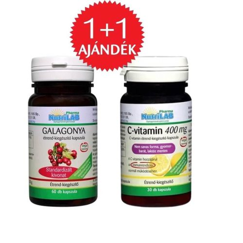 NutriLAB Galagonya vega kapszula 60db + AJÁNDÉK NUTRILAB C-VITAMIN 400 mg KAPSZULA (30 db)