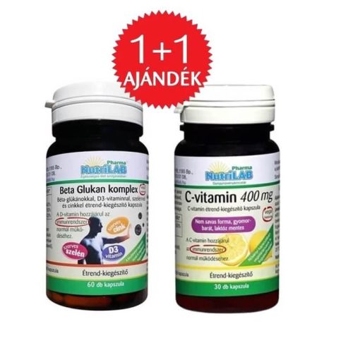 NutriLAB BETA GLUKAN vega kapszula 60db + AJÁNDÉK NUTRILAB C-VITAMIN 400 mg KAPSZULA (30 db)