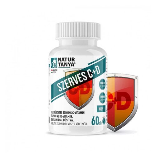 Natur Tanya® Szerves C+D - 1000 mg C-vitamin és 2000 NE D3-vitamin, E-vitaminnal dúsítva 60db